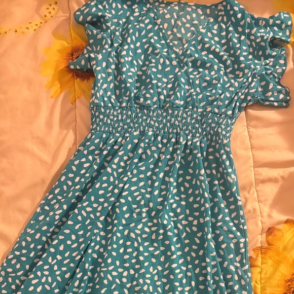 SHEIN Dresses & Skirts - Turquoise Polka Dot Dress